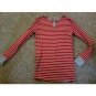 GAP Red and White Striped Long Sleeved Cotton Top Size 14