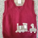 GYMBOREE Maroon Puppy Train Knit Sweater Vest Boys 18-24 months