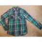 TOMMY HILFIGER Blue Green Plaid Flannel Button Front Shirt Boys Size 8-10