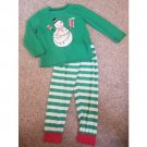 WONDERSHOP Green Striped Snowman Long Sleeved Pajamas Size 8