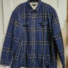 LANDS END Warm Fleece Blue Plaid Flannel Sherpa Lined Shirt Jacket XL