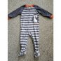 CARTER’S Gray Striped Penguin Fleece Blanket sleeper Boys Size 18 months