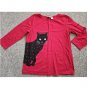COLLECTIONS ETC Red Long Sleeved Sequined Kitty Top Ladies MEDIUM
