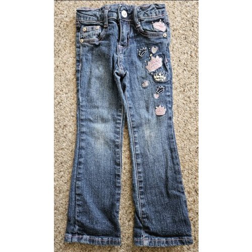 ZANA DI JEANS Rhinestones Applique Crowns Girls Size 4 Adjustable Waist