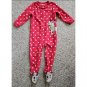 CARTER’S Red Polka Dot Reindeer Fleece Blanket Sleeper Girls Size 24 months