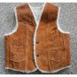 NEW Sherpa Lined Embossed Indian Genuine Leather Vest Boys Size 14