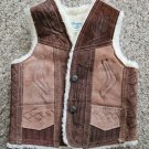 NEW Sherpa Lined Embossed Horse Genuine Leather Vest Boys Size 2