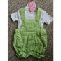 NWT Green Daisy Print CRADLE TOGS Shortall and Top Set Girls Size 6-9 months
