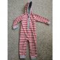 BURTS BEES BABY Hooded Red Striped Fleece Romper Boys Size 18 months