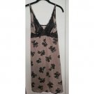 Vintage RECCO Brown Floral Lace Trim Chemise Nightgown Ladies Med