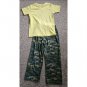 UP LATE Camo Print Sleep Pants HANES Yellow Tee PJ Set Boys Size 6 - 8