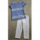 OLD NAVY Blue Print Tunic Top and White Capri Leggings Girls Size 8