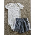 CARTER’S Short Sleeved Bodysuit Gray Athletic Style Shorts Boys 12 months