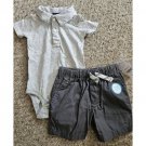 CARTER’S Gray Polo Bodysuit NWT Gray Chinos Shorts Boys 12 months