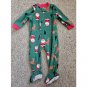 CARTER’S Green Santa and Reindeer Fleece Blanket Sleeper Size 12 months