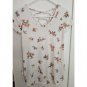 PINK REPUBLIC Ivory Floral Print Criss Cross Back Short Sleeved Top Ladies XS