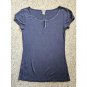 ANN TAYLOR Navy Blue Beaded Trim Short Sleeved Top Ladies SMALL