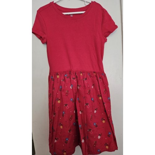 GAP KID Red Floral Print Short Sleeved Dress Girls L Size 10-12