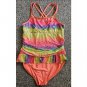 WONDER NATION Coral Rainbow Netted Front Bathing Suit Girls Size 14-16