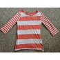 OLD NAVY Coral and White Striped Top Girls Size 10-12