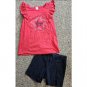 GYMBOREE Red Ruffled Top GAP Blue Bike Shorts Girls Size 10
