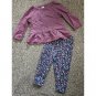 NEW Purple Popcorn Textured and Floral Print Leggings Pant Set Girls 12 months