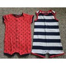 CARTER’S Lot of Red White Blue Short Rompers Anchor Print Boys 18 months