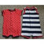 CARTER’S Lot of Red White Blue Short Rompers Anchor Print Boys 18 months