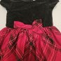 GYMBOREE DRESSED UP Black Velvet Red Plaid Dressy Dress Girls 6-12 months