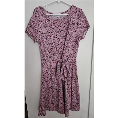 SPEECHLESS Pink Floral Print Draped Front Short Sleeved Dress Girls Size 12