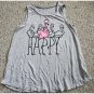 JUSTICE Gray Sleeveless Happy Flamingo Tunic Tank Top Girls Size 10