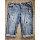 FADED GLORY Distressed Stretch Denim Capri Jeans Womans Plus Size 22W