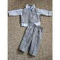 ANDREW FEZZA Blue and Gray 4 Pc Dress Shirt Pants Vest and Bow Tie 6-9 months