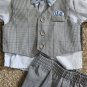 ANDREW FEZZA Blue and Gray 4 Pc Dress Shirt Pants Vest and Bow Tie 6-9 months