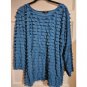 ELEMENTZ Turquoise Blue Ruffles and Sequins Long Sleeved Top Womans 2X XXL