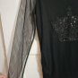 NWT Black YEST Sequined Crown Sheer Sleeves Tunic Top Ladies Size 6