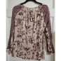 LUCKY BRAND Mauve Floral Boho Peasant Style Top Ladies XL