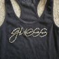 GUESS Black Ribbed Rhinestone Accent Racer Back Tank Top Ladies S