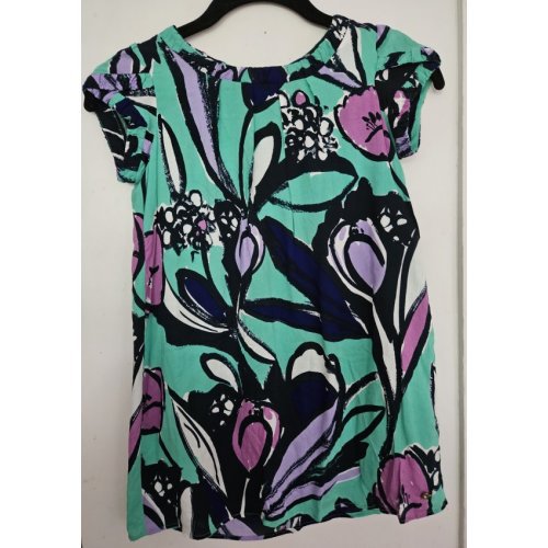 CATIMINI Blue and Green Tropical Floral Print Fully Lined Dress Girls Size 8