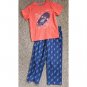 CAT & JACK Orange and Blue Skateboard Short Sleeved Pajamas Boys Size 4-5