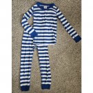 HANNA ANDERSSON Blue White Striped Long Sleeved Pajamas Boys 110 Size 5