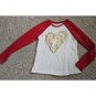 LANDS END Red and White Golden Heart Long Sleeved Top Girls M Size 8