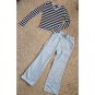 GAP Blue Striped Long Sleeved Top and OLD NAVY Chinos Pants Girls Size 8