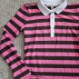 TOMMY HILFIGER Pink and Brown Striped Long Sleeved Rugby Top Ladies Medium