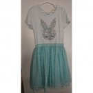 BTWEEN Blue Green Striped Sequined Bunny Tutu Dress Girls Size 8