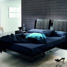 Platinum Modern Black Crocodile Leather Platform Bed