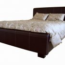 Avie  Modern Black Leather Queen Size Platform Bed