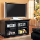 Alfredo Black Wood and Clear Glass Tv Stand
