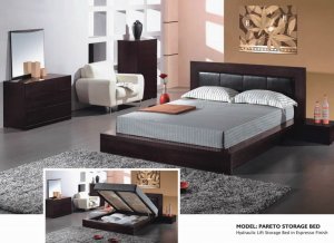 Pareto Elegant Wenge Solid Wood Bedroom Set