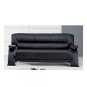 Grandiose Curvy Wood and Leather Sofa   gl usa